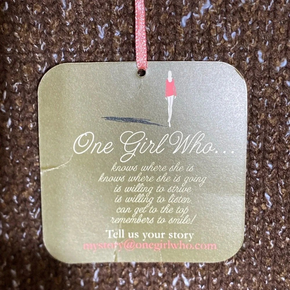 One Girl Who LADIES’ BROWN & BLUE FRINGED CARDIGAN Size SMALL NEW NWT - Picture 2 of 8